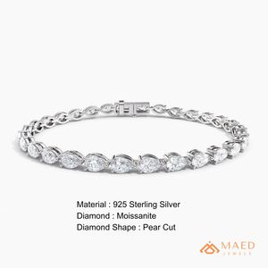 Bracelet en argent avec moissanite, bracelet à maillons fins, bijoux de mode, bracelet tennis pour femme, accessoire élégant et moderne - Product Image 6