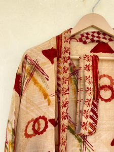 Robe Kimono Sari en soie d'été faite à la main Style de vie quotidienne vintage pour les saisons de printemps et d'automne - Product Image 5