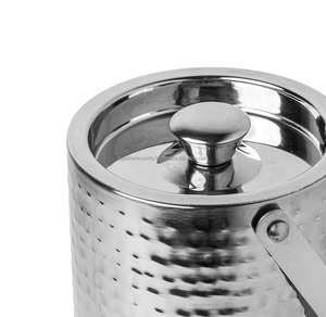 Double Wall Ice Bucket Hammered Stainless Steel with V Peg Bulk Supply From India - Product Image 2
