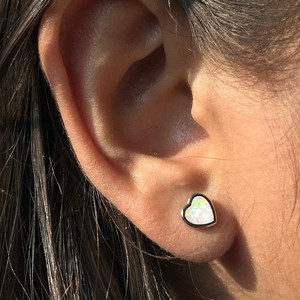 Pendientes de Plata de Ley 925 con Corazón Blanco Esmaltado, Hechos a Mano, Joyería de Moda al por Mayor, Estilo Étnico, Pendientes Colgantes - Product Image 3