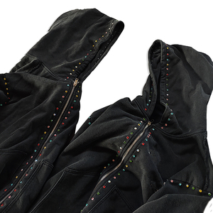 Sudadera con capucha de forro polar personalizada con pedrería, unisex, para invierno, con detalles de cristal, perfecta para pedidos al por mayor y de marcas. - Product Image 2