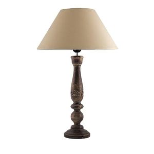 <b>Rustic</b> Wooden <b>Table</b> Lamp Fabric Empire Shade Warm Light <b>Bedside</b> Desk Lamp Decorative Home Lighting Aqudus Saleem Aq3477 - Product Image 2