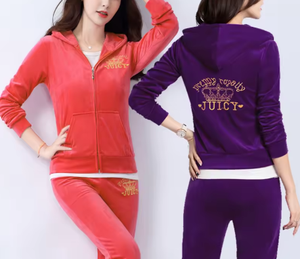 Ensemble de survêtement rose pour femmes, deux pièces, manches longues, capuche, fermeture éclair, coupe ample décontractée avec poches latérales, vêtements d'automne - Product Image 1