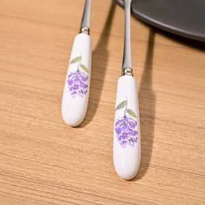 Timeless Serene Mini Metal Dessert <b>Forks</b> Eco-Friendly Lavender Printed Set of 4 for Home & Camping-PC Dinner & Fruit <b>Forks</b> - Product Image 3