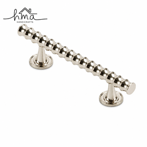 Polished Silver <b>Brass</b> Beaded Cylindrical Cabinet Handle with Round Bases Decorative Bubble Shape <b>Drawer</b> <b>Pull</b> Knob Design - Product Image 1