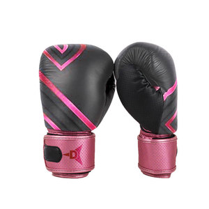 Gants de boxe Daizen Star rose et noir en PU avec sangle de poignet réglable pour la fermeture, emballage personnalisable, unisexe pour adultes - Product Image 1