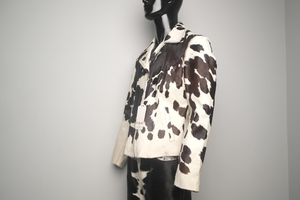 Veste en fausse fourrure à imprimé animal, col rabattu, manches longues, longueur courte, hiver, décoration à franges épaisses, style Prairie Chic - Product Image 5