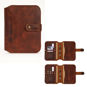 Carpeta de Cuero A5 Hecha a Mano, Cubierta de Diario Personalizada con Ranuras para Tarjetas, Organizador de Cuaderno Recargable, Regalo - Product Image 1