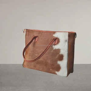 Sac fourre-tout élégant en cuir véritable de vachette avec fermeture éclair, grande capacité, LHTB-0073 - Product Image 6