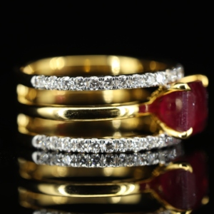 S925 Sterling <b>Silver</b> 14K Gold Plated <b>Emerald</b> Cut Green Moss Agate Wrap <b>Ring</b> CZ Accent Multi-Band Modern Statement <b>Ring</b> for Women - Product Image 6