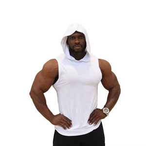 Men's Sleeveless Fleece Pullover <b>Hoodie</b> for Gym Fitness Bodybuilding Plus Size Printed Pattern Logo Washed Technique OEM Supply - Product Image 1