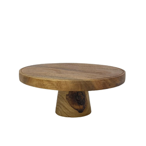 Soporte para pasteles hecho a mano de madera maciza de acacia, bandeja redonda de madera natural para exhibir postres, para bodas, fiestas y decoración del hogar. - Product Image 2
