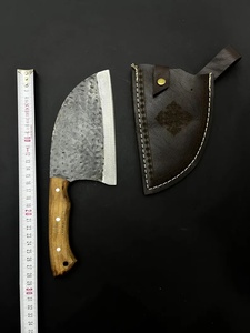 Cuchillo Mini Cleaver Forjado a Mano con Funda de Cuero, Cuchillo de Carnicero de Acero con Alto Contenido de Carbono, Cuchillo Compacto para Cortar Carne y Verduras - Product Image 6
