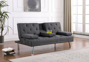 Nouveauté : Canapé-lit convertible en lin capitonné avec 2 porte-gobelets cachés et <span class=keywords><strong>3</strong></span> angles réglables, idéal pour le bureau ou le salon - Product Image 2
