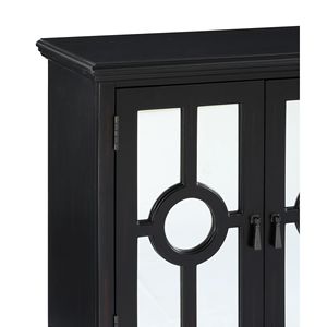 Mobile Contenitore Classico con Finitura Nera Anticata, 1 Pezzo, Stile Moderno Tradizionale, con Ante a Specchio e Maniglie Pendenti, in Legno, per Soggiorno - Product Image 5