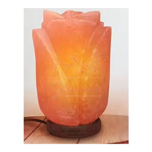 Lámpara de Sal del Himalaya Hecha a Mano con Base de Madera, Luz Relajante - Product Image 2