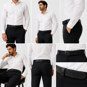Cinturón de Cuero Casual Negro Premium para Hombre, 40 mm de Ancho, Hebilla con Recubrimiento en Polvo, Cinturón para Uso Diario - Product Image 4