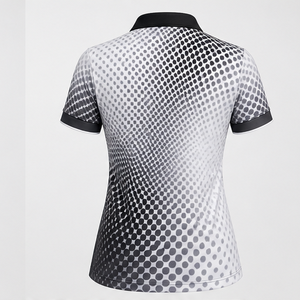 Polo de Manga Corta con Logotipo Personalizado para Mujer, Degradado de Puntos Blancos y Negros, Secado Rápido, Sublimación, Ropa Deportiva de Golf - Product Image 2