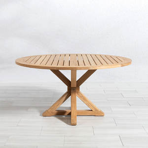 Mesa Redonda Moderna de Madera de Teca para Exteriores con Diseño de Patas Cruzadas, Exportador de Muebles de Lujo para Hogar y Restaurantes - Product Image 5