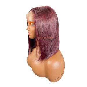 Pelucas Bob al por mayor de cabello humano color burdeos, pelucas con encaje frontal de 200g, paquetes de cabello virgen a juego con pelucas con cierre de encaje suizo 2x6 - Product Image 3
