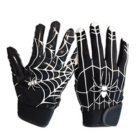 Gants de gardien de but en latex noir à motif toile d'araignée, avec sangle de poignet réglable, protection complète des doigts, évacuation de l'humidité et adhérence optimale