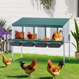 Green 4-Hole Chicken <b>Nest</b> with Legs and Cover <b>Protective</b> Animal Cage for Eggs - Product Image 6