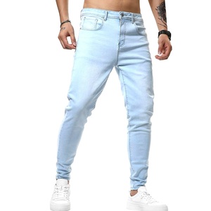 Jeans en denim bleu ciel clair teint sur mesure, coupe slim, design tendance 2023, qualité supérieure, pour hommes, vêtements décontractés - Product Image 1