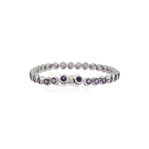Wholesale Custom Women's 925 Sterling Silver Round Cut Natural <b>Amethyst</b> Gemstone Tennis <b>Bracelet</b> Wedding Party Wear - Product Image 5