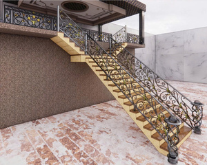 Barandilla de Escalera Moderna de Hierro Forjado Personalizada, Detalles Artísticos en Hierro Forjado, Estructura Metálica Resistente, Escaleras Interiores Seguras y Elegantes para Viviendas - Product Image 3