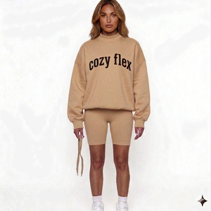 Sweat-shirt à col montant, toucher doux, coupe ample, mélange de coton, pull chaud pour l'hiver, streetwear décontracté, tendance mode - Product Image 1