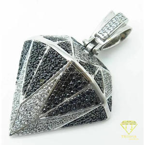 Colgante de Diamante Geométrico de Lujo Cultivado en Laboratorio, Plata de Ley 925, Blanco y Negro, Estilo Hip Hop - Product Image 6