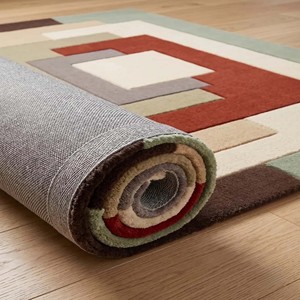 Tapis géométrique moderne superposé, abstrait et contemporain, en laine, multicolore, tufté à la main, pour salon, chambre à coucher, tapis d'appoint - Product Image 4