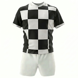 Camiseta de Fútbol a Cuadros Unisex, Manga Corta, Cuello Redondo, Transpirable, Ropa Deportiva de Poliéster, Cintura Elástica, Logotipo Personalizado con Transferencia Térmica - Product Image 4