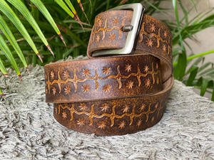 Ceintures vintage faites à la main pour femmes de haute qualité en cuir de vachette ceinture en cuir véritable de luxe en relief pour hommes - Product Image 2