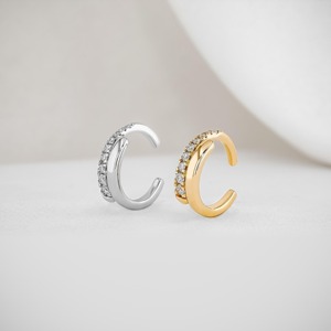 Lab Grown Diamond <b>Cuff</b> <b>Earrings</b> for Women Elegant Minimalist 14K Solid Gold Jewelry Modern Stylish Gift - Product Image 1