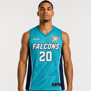 TALON Falcons Jersey Basket Sublimasi Tank Top Penyerap Kelembapan Pria Dewasa Semua Musim Kerah V Tanpa Lengan Cetak Geometris - Product Image 4