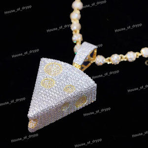 Colgante de Queso de Lujo en Plata 925 con Acabado de Diamantes Moissanite, Collar de Hip Hop para Hombre y Mujer - Product Image 4
