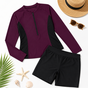Ensemble de maillots de bain Rash Guard à manches longues pour femmes grandes tailles, protection UV UPF50, maillot de bain modeste deux pièces pour le surf - Product Image 6