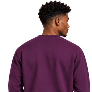 Plum Purple <b>Men</b> Sweatshirt Crew Neck <b>Long</b> <b>Sleeve</b> Pullover Casual Fleece <b>Top</b> Custom Logo Streetwear Winter Sportswear Wholesale - Product Image 4