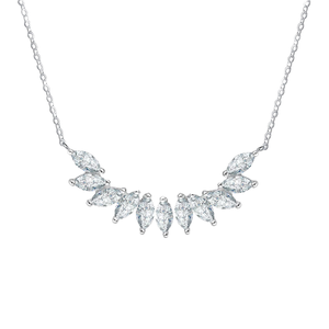 Collar con Colgante de Moissanita Chapado en Oro Blanco, Corte Marquesa, Forma de Luna, Cadena Minimalista, Joyería para Uso Diario de Mujer - Product Image 6