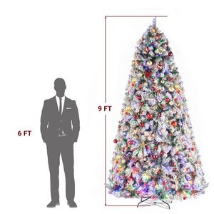 Albero di Natale Artificiale Verde in PVC da 2,7 m (9ft) con 2094 Rami, 900 Luci Calde e 8 Modalità di Controllo Remoto, Quattro Colori - Product Image 3