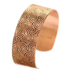 Traditional Ayurvedic Stamped Dual Line Solid Copper Bracelet Fashionable Metal Jewelry Exquisite Design - Product Image 5