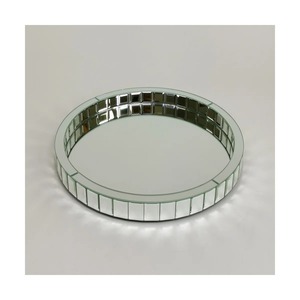 Round <b>Mirrored</b> Glass Storage <b>Tray</b> Modern Design Easy To Clean Table Use Single Tier Polished Finish - Product Image 3