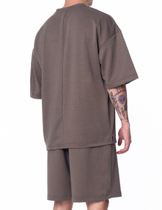 Customizable Breathable Summer Men's <b>T</b>-<b>Shirt</b> Shorts Set Crew Neck Seamless Fusing Heat-Transfer Printed Satin <b>Polyester</b> Fabric - Product Image 2