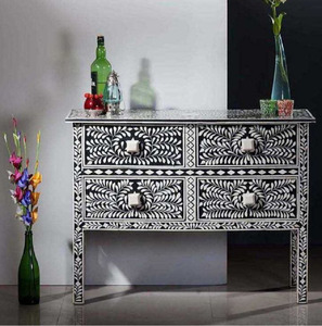 Mesa de Consola Blanca y Negra con Patrón Geométrico, Mesa de Entrada, Mueble Decorativo para el Pasillo, a Precio de Mayoreo - Product Image 2