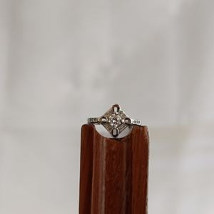 925 Sterling <b>Silver</b> Cubic Zirconia <b>Solitaire</b> Halo Engagement <b>Ring</b> Romantic Vintage Floral Setting Elegant Women Wedding Party - Product Image 3