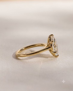 Marquise Cut Diamond Solitaire Ring Gold Plated Prong Setting Engagement <b>Jewelry</b> for Women - Product Image 2