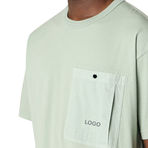 Premium Organic Cotton Utility Pocket T Shirt Men Heavyweight Garment Dyed Streetwear OEM Custom Fashion Tee Men's T-Shirts - Product Image 6