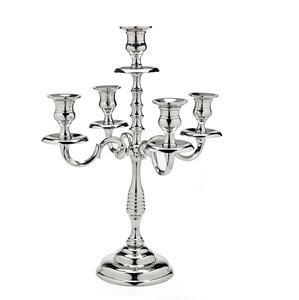 Elegant Silver-Plated 3-Arm Candelabra Classic <b>Victorian</b> Style Metal Candle Holders For Wedding & Home <b>Dining</b> <b>Table</b> Centerpieces - Product Image 5