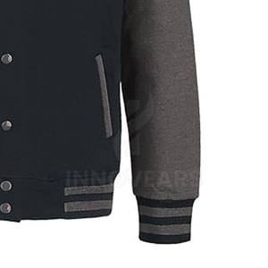 Veste de baseball pour homme, style Letterman, coupe courte, en cuir noir, avec broderie personnalisée du logo du fabricant OEM, pour couple, style universitaire. - Product Image 5